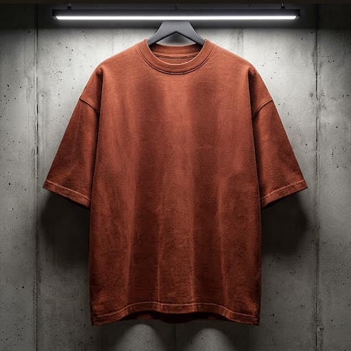 Clay Oversized สีดินเผา แขวนบนราวในสตูดิโอผนังปูน